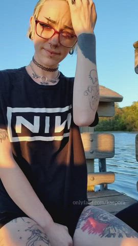 alt glasses milf nerd outdoor petite pierced small tits tattoo adorable-porn girls-with-glasses
