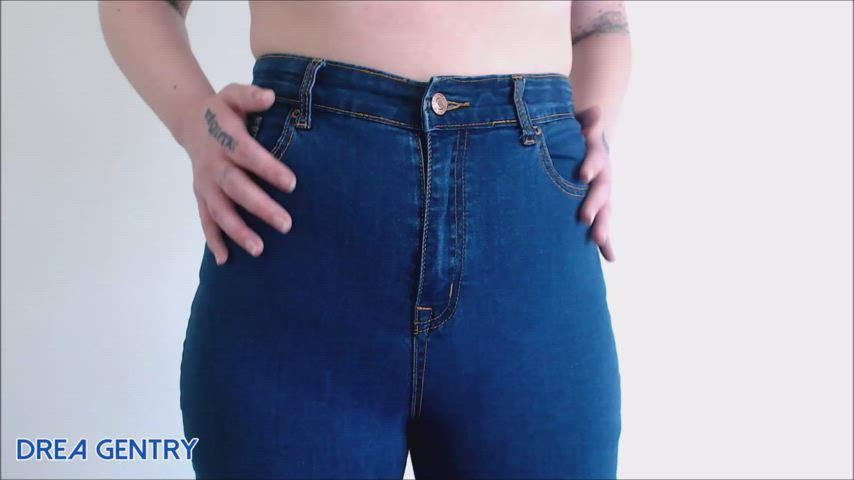 blue body drea gentry jeans pants sensual tattoo tease clip