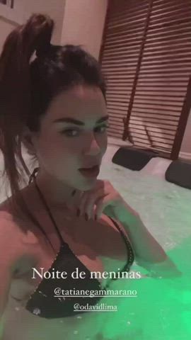 bikini boobs brazilian brunette dani facial goddess pool tiktok wet clip