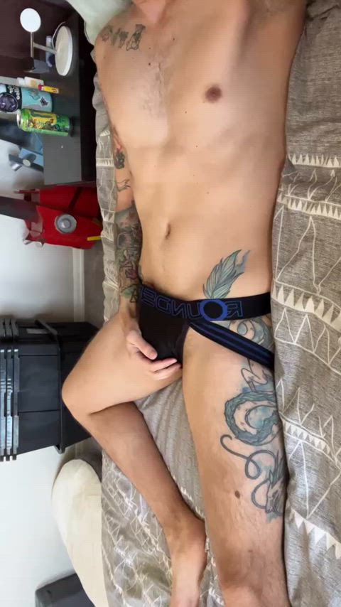 amateur big dick cock gay jerk off jock male masturbation masturbating onlyfans tattoo