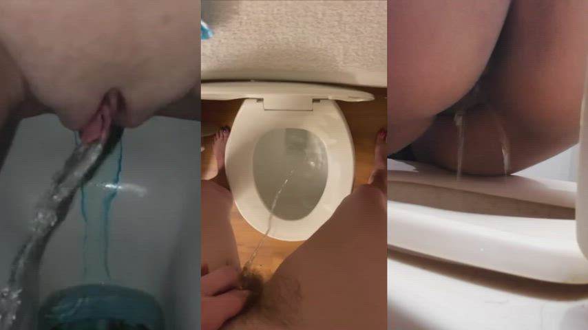 fetish hairy pussy pee peeing piss pissing pussy solo toilet clip
