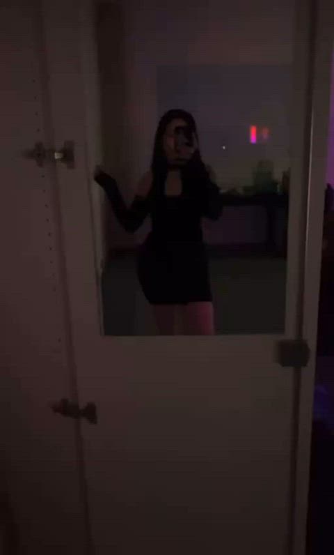 ass booty brunette cute dress homemade mirror teen tiktok tits clip
