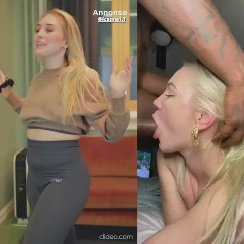 Norwegian PAWG Maren Turmo showing off for BBC before getting her throat fucked