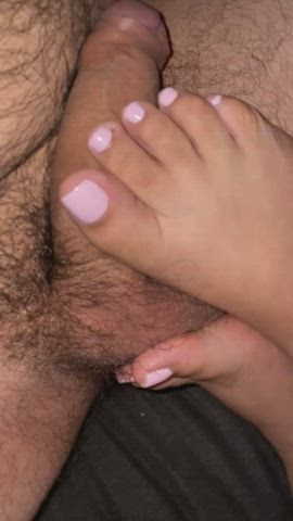 Amateur Latina wife making my dick drip pre cum with her feet