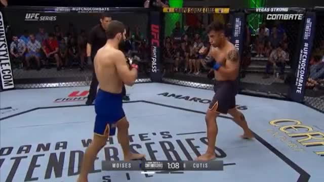 Thiago Moises def Gleidson Cutis with a headkick and GNP TKO at the end of the 1st