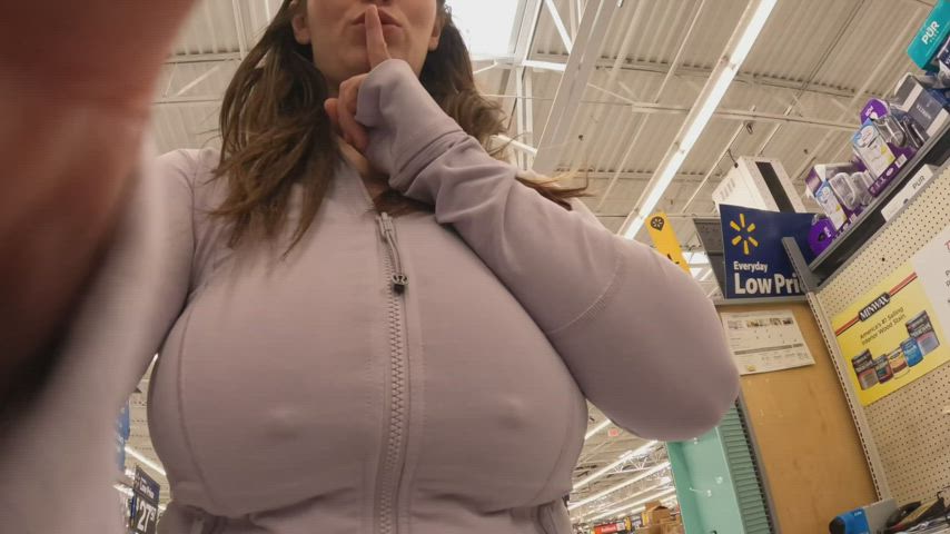 I'm walking around Walmart showing off my H cups today! I wonder if you saw me.