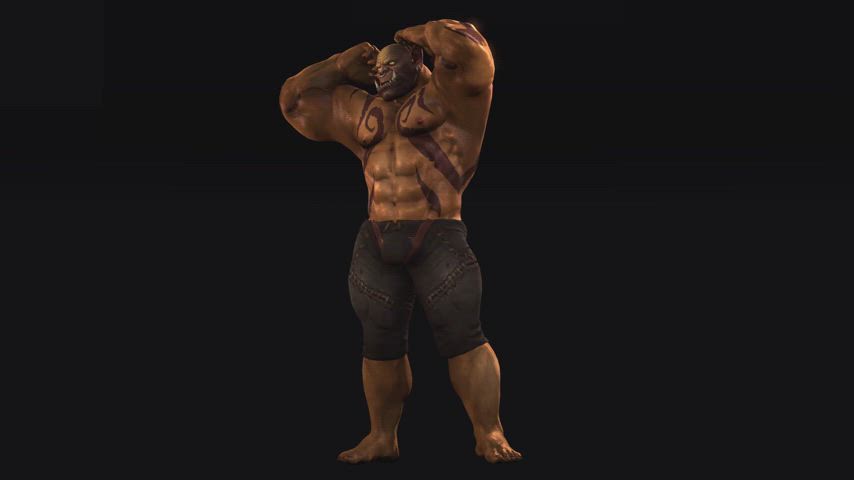 animation bulge clothed fantasy gay muscles orc warcraft love-not-warcraft clip