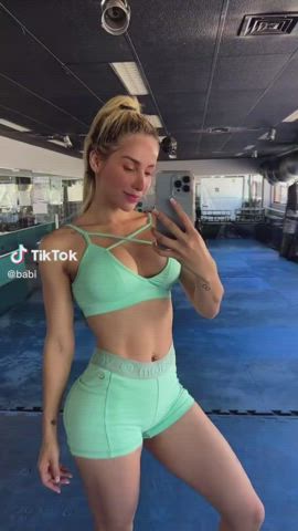 blonde body boobs brazilian celebrity goddess gym leggings tease tiktok clip