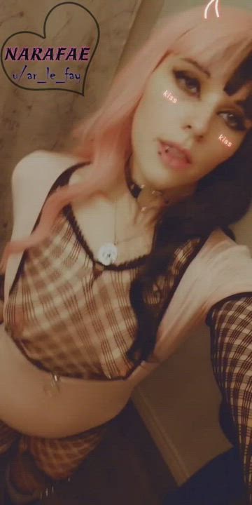 Ahegao Alt Bodysuit Fishnet Goth Pale Pink Selfie Small Tits Tongue Fetish clip