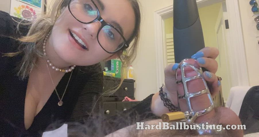 Teasing him with a Caged BlowJob &amp; Vibrator to his Blue Balls Short Pt.2