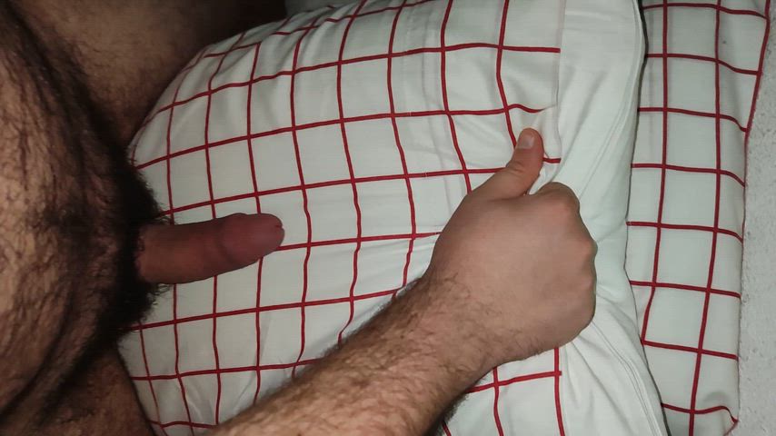 Moaning while fucking my pillow