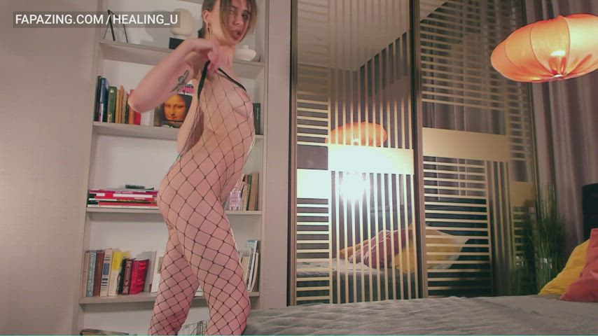 Ass Camgirl Fishnet Naked Sensual Skinny Thighs Tiny Waist Webcam clip