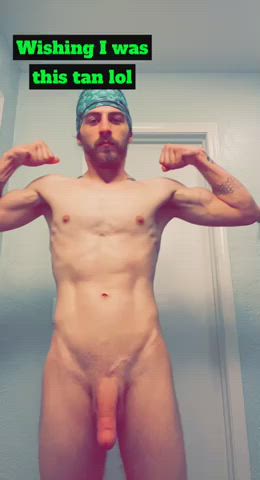 abs bathroom big dick cum male masturbation muscles shower workout clip