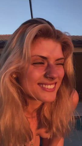 Bikini Blonde Model Outdoor Pierced Piercing Pool Teen TikTok clip