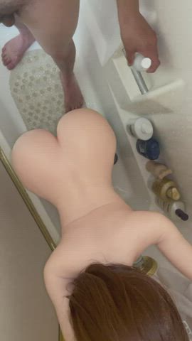 Standing Anal DoggyStyle in shower (140cm PiperDoll Ariel)