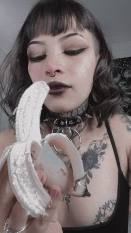 Creamy Food Fetish Goth Pierced Piercing Sucking Tattoo clip