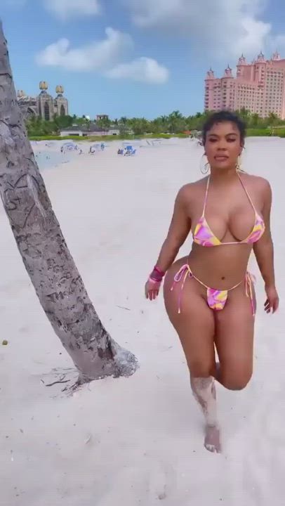 Big butt model walking in bikini