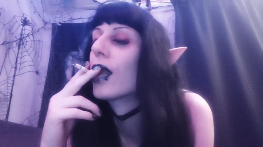 Elf smoking a cigarette