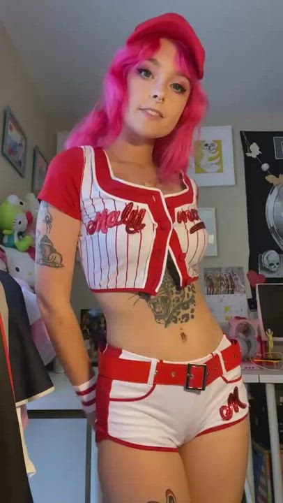 cosplay piercing shorts tattoo tattooed pink hair clip