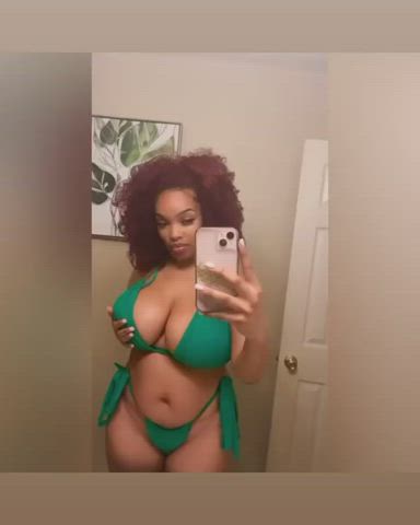 afro bbw big tits bikini cleavage ebony thong clip