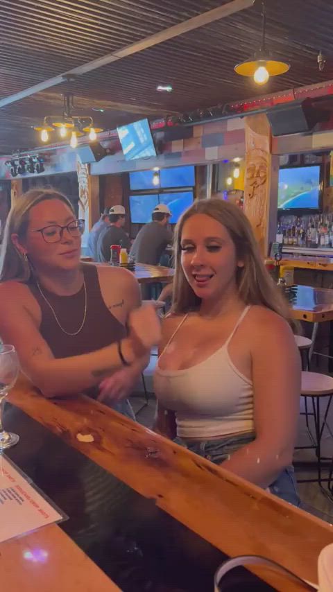bar huge tits public topless clip