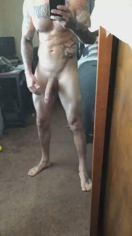 Big Dick Cock Homemade Mirror Muscles Nude Tattoo clip