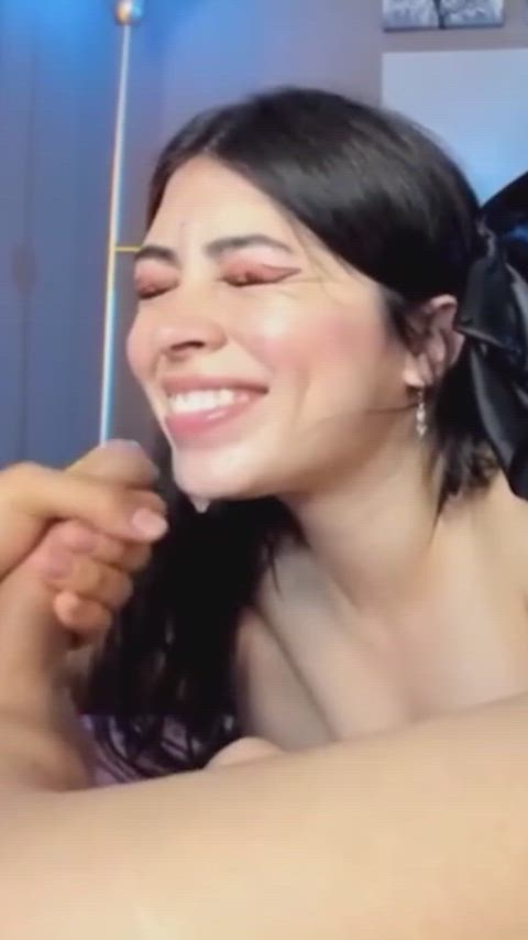 cum cumshot cute facial facial expression smile cumslut facials money-shots clip