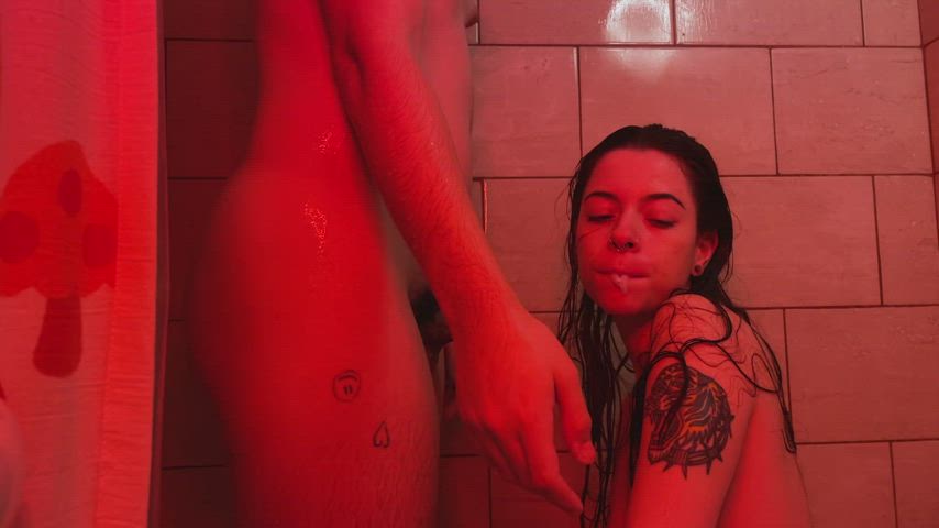blowjob cunnilingus lesbian shower spit trans worship clip