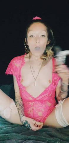 Pale Skinny Small Tits Smoking clip