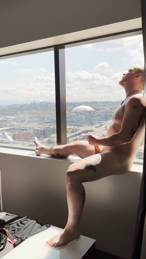 Fun in the hotel window.  Longer video posted elsewhere . . . 