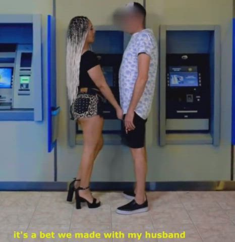 Latina wife with stranger at ATM, can anyone ID?