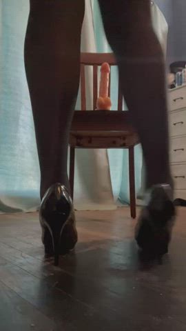 crossdressing dildo femboy high heels pantyhose clip