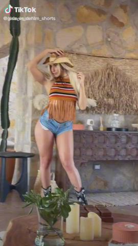 Ass Blonde Cowgirl Shorts Thick TikTok clip