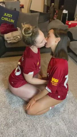 brunette couple girlfriends kissing lesbians passionate roommate softcore sport clip