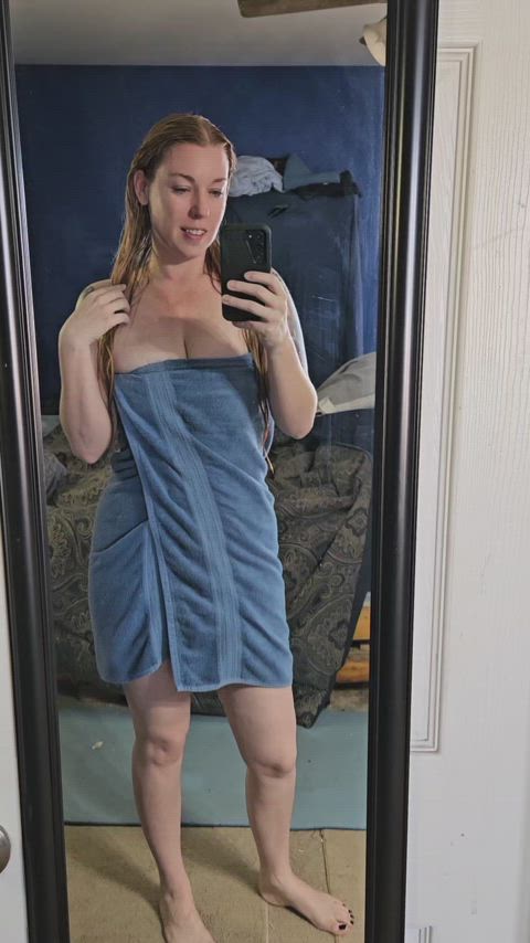 Feeling sexy in a blue towel