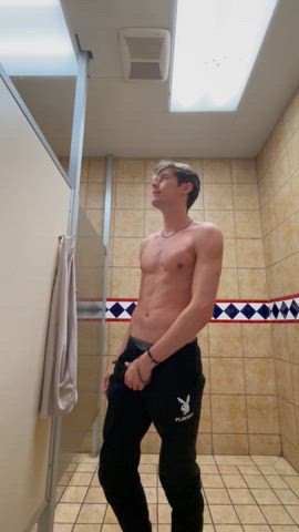 bathroom big dick cock jerk off masturbating onlyfans public exposed-in-public gay-muscle