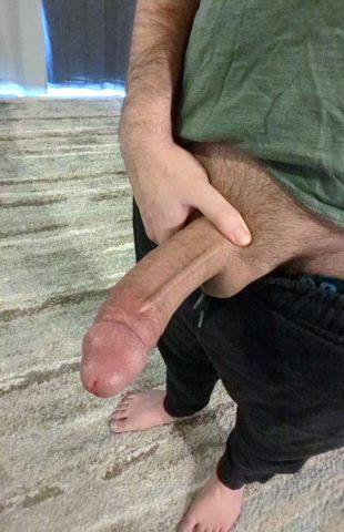 Horny on Sunday morning, playing with my thick cock