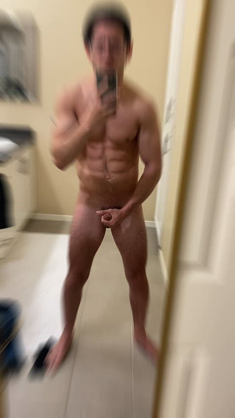 amateur cumshot muscles abs mirror male masturbation masturbating jerk off clip