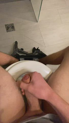 bathroom cum cumshot jerk off masturbating orgasm solo toilet clip