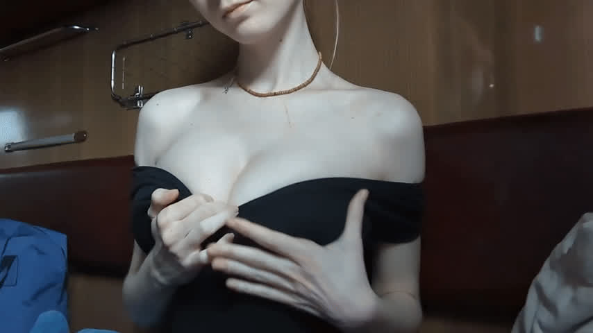Showing my boobs during train trip [Drop]