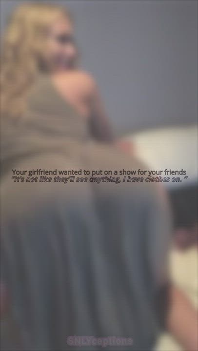 Caption Cuckold Dancing Girlfriend Hotwife Sharing Tease Teasing Twerking clip