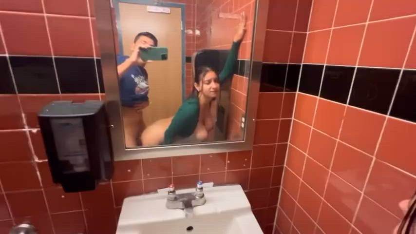 She had been fantasizing about this moment for weeks. She had seen the Bathroom JiggleFuck