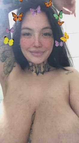 areolas big tits huge tits kiss latina milking nipples squeezing tattoo clip