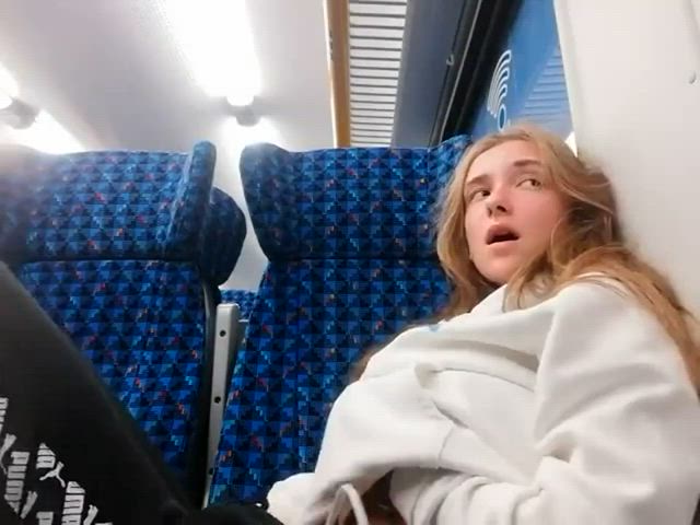 Cumming in a train