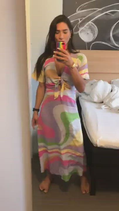 Adriana Lynn Close Up Dress Monster Cock Panties Selfie Teasing Trans clip