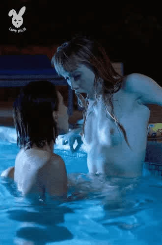 lesbian lesbians swimming pool clip