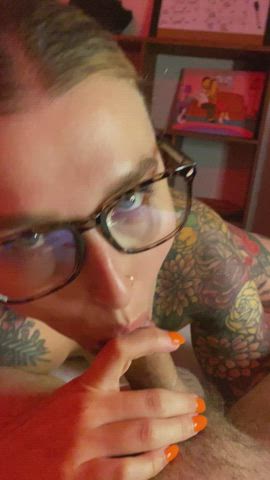 Blowjob Glasses Pawg Sucking Tattoo Thick clip