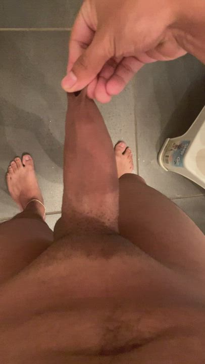 Not enough foreskin to cover my fully erect fat cock