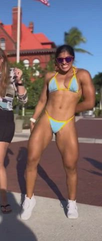 babe bikini dancing fitness latina muscular girl thighs thong tiktok clip