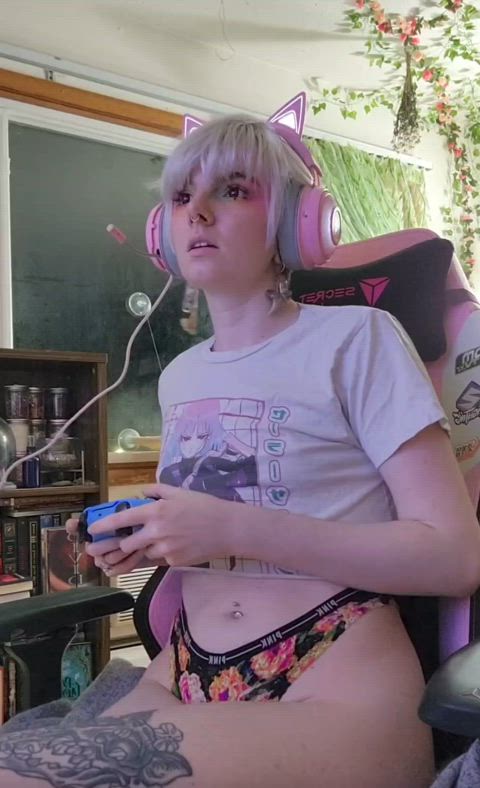 gamer girl tongue fetish underwear clip